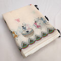 SOFT LINEN COTTON WARLI printed Saree with Cotton tassles on pallu & BLOUSE pice