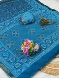 Premium linen Anmol Patta with digital print jarkan diamond work and hand moti attched with beautiful tassel and pari border work